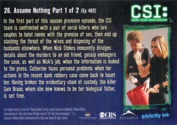 2004 Strictly Ink CSI Series 2 #26 Assume Nothing Back