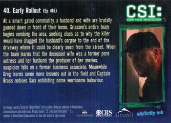 2004 Strictly Ink CSI Series 2 #40 Early Rollout Back