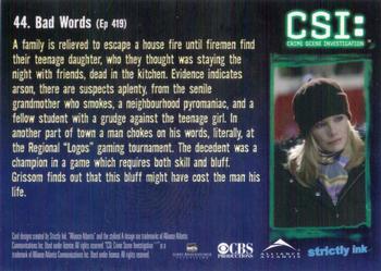 2004 Strictly Ink CSI Series 2 #44 Bad Words Back