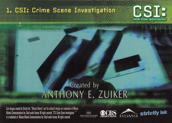 2006 Strictly Ink CSI Series 3 #1 CSI: Crime Scene Investigation Back