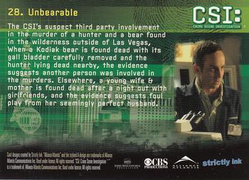 2006 Strictly Ink CSI Series 3 #28 Unbearable Back