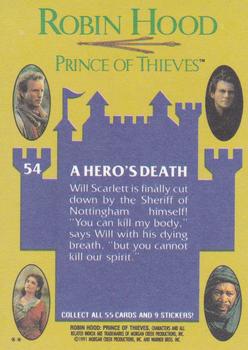 1991 Topps Robin Hood: Prince of Thieves (55) #54 A Hero's Death Back