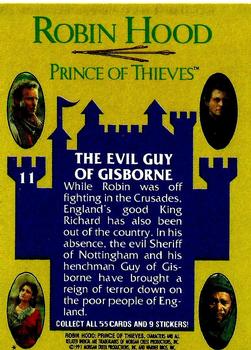 1991 Topps Robin Hood: Prince of Thieves (55) #11 The Evil Guy of Gisborne Back