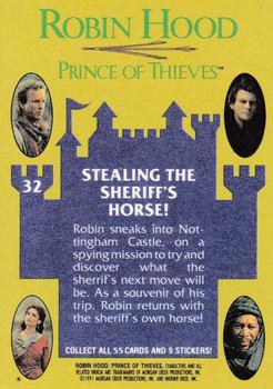 1991 Topps Robin Hood: Prince of Thieves (55) #32 Stealing the Sheriff's Horse! Back