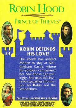 1991 Topps Robin Hood: Prince of Thieves (55) #33 Robin Defends His Love! Back