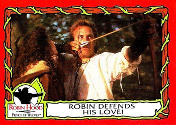 1991 Topps Robin Hood: Prince of Thieves (55) #33 Robin Defends His Love! Front