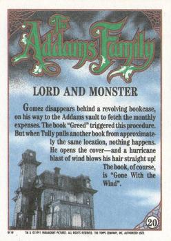 1991 Topps The Addams Family #20 Lord and Monster Back