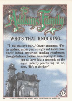 1991 Topps The Addams Family #28 Who's That Knockin'...?! Back