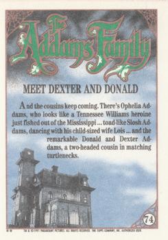 1991 Topps The Addams Family #74 Meet Dexter and Donald Back