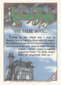1991 Topps The Addams Family #94 One False Move ... Back