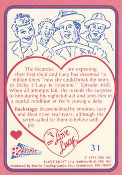 1991 Pacific I Love Lucy - Pink #31 We're Having a Baby Back