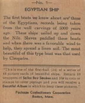 1933 Sailor Boy Smokes Beautiful Ships (R135-1) #1 Egyptian Ship Back