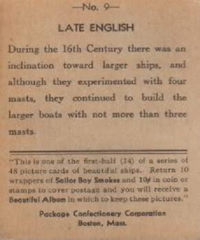 1933 Sailor Boy Smokes Beautiful Ships (R135-1) #9 Late English Back