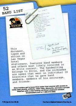 2007 Press Pass Elvis Is #52 Band List Back