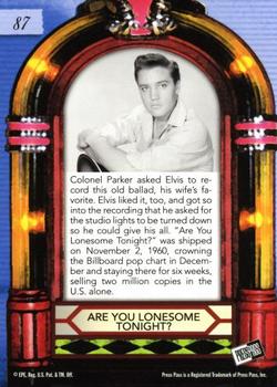 2007 Press Pass Elvis Is #87 Are You Lonesome Tonight? Back