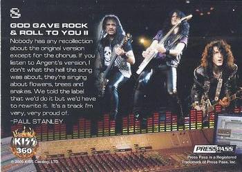 2009 Press Pass Kiss 360 #8 God Gave Rock & Roll To You II Back
