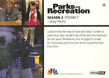 2013 Press Pass Parks and Recreation #13 Greg Pikitis Back