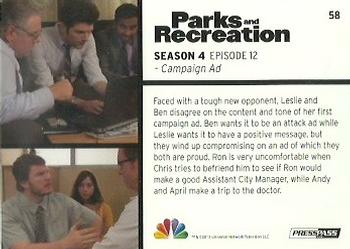 2013 Press Pass Parks and Recreation #58 Campaign Ad Back
