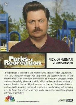 2013 Press Pass Parks and Recreation #72 Nick Offerman as Ron Swanson Back