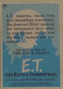 1982 Topps E.T. The Extraterrestrial #25 What's In the Fridge? Back