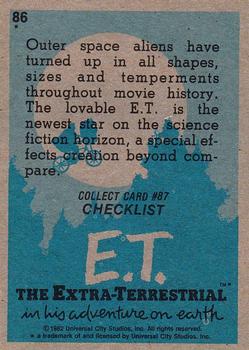 1982 Topps E.T. The Extraterrestrial #86 Friendly Face from Space! Back