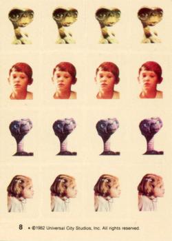 1982 Topps E.T. The Extraterrestrial - Stickers #8 E.T. / Elliot / Gertie (Small stickers) Front