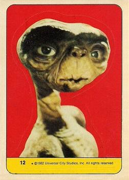 1982 Topps E.T. The Extraterrestrial - Stickers #12 E.T. (Red background) Front