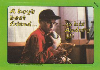 1986 Topps Little Shop of Horrors #4 A boy's best friend ... / Mr. Mushnik, I know how to Front