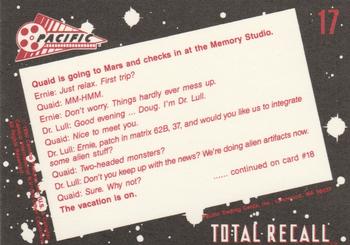 1990 Pacific Total Recall #17 Rekall memory Studio Back