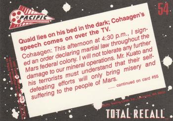 1990 Pacific Total Recall #54 Cohaagen Delivers a Speech Back