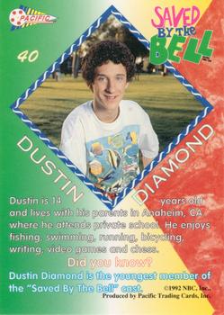 1992 Pacific Saved by the Bell #40 Dustin Diamond Back