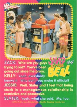 1992 Pacific Saved by the Bell #44 Cast Photo Back