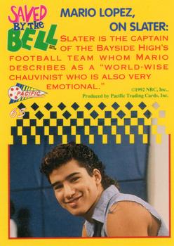 1992 Pacific Saved by the Bell #65 Mario Lopez Back