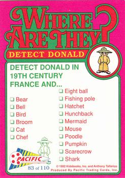 1992 Pacific Where are They? #83 Detect Donald      in 19th Century France Back