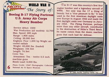 1992 Pacific The Story of World War II #6 B-17 Flying Fortress Back