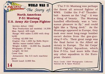 1992 Pacific The Story of World War II #14 P-51 Mustang Back