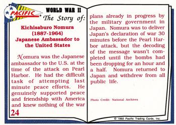 1992 Pacific The Story of World War II #24 Kichisaburo Nomura Back