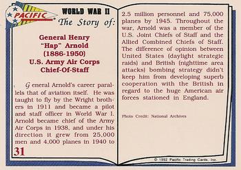 1992 Pacific The Story of World War II #31 Hap Arnold Back