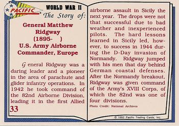 1992 Pacific The Story of World War II #33 Matthew Ridgway Back