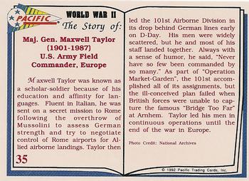1992 Pacific The Story of World War II #35 Maxwell Taylor Back