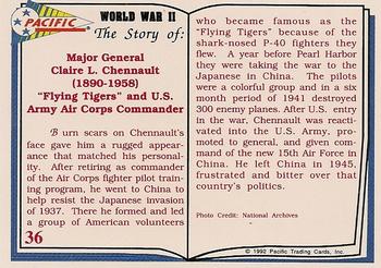 1992 Pacific The Story of World War II #36 Claire L. Chennault Back