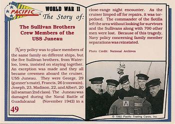 1992 Pacific The Story of World War II #49 The Sullivan Brothers Back