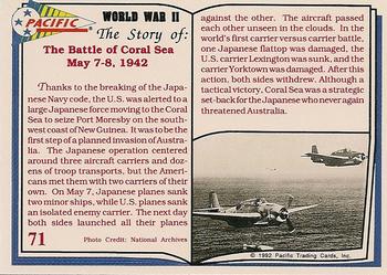 1992 Pacific The Story of World War II #71 USS Lexington at Coral Sea Back