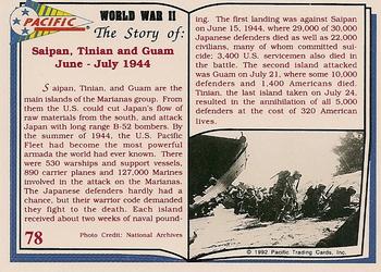 1992 Pacific The Story of World War II #78 Marines Head for the Beaches Back