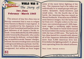 1992 Pacific The Story of World War II #81 Flag Raising on Iwo Jima Back