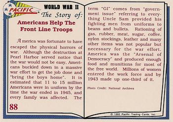 1992 Pacific The Story of World War II #88 The Home Front Back