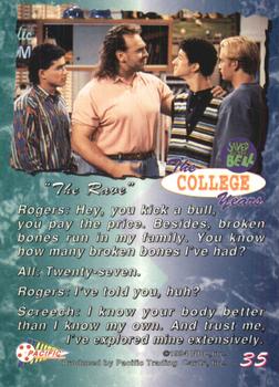 1994 Pacific Saved By The Bell: The College Years #35 Episode Photo Back