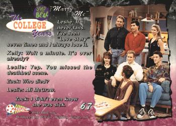 1994 Pacific Saved By The Bell: The College Years #67 Episode Photo Back