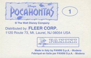 1995 Panini Pocahontas Stickers #1 Pocahontas Sticker Back