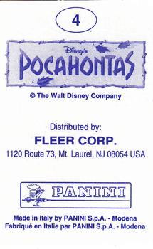 1995 Panini Pocahontas Stickers #4 Pocahontas Sticker Back